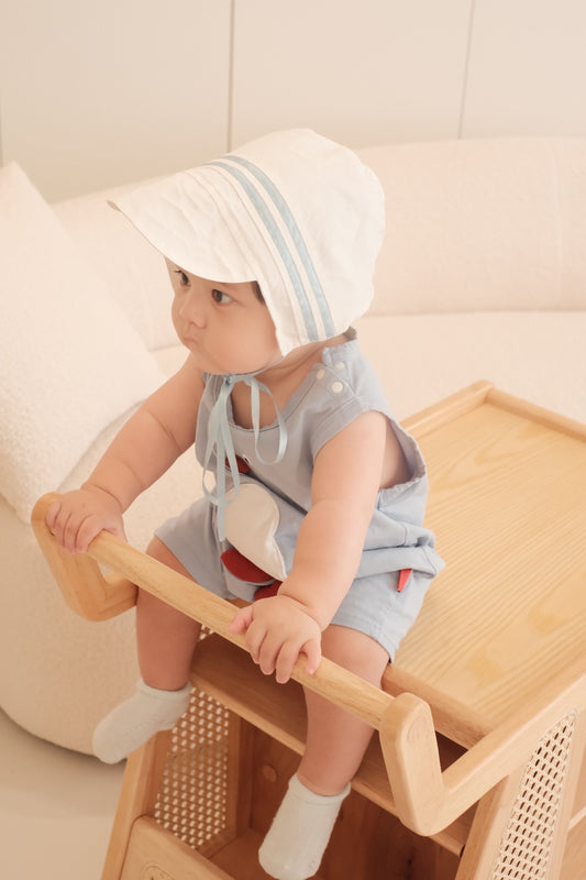 Hanakimi Little Lord Blue Ribbon Nautical Cotton Bonnet for baby boys