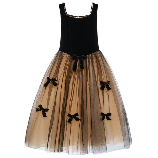 Hanakimi Kids Hanakimi Black Velvet & Star-Tulle Butterfly Concert Dress