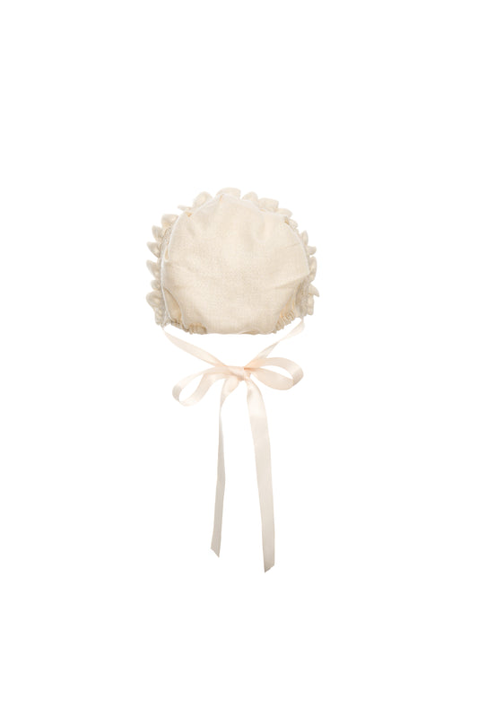 Hanakimi Kids Golden Thread Blossom Ruffled Vintage Bonnet——Blossom Joy