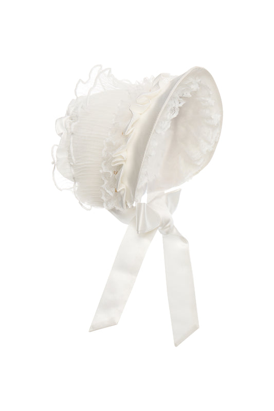 Hanakimi Kids Vintage Lace Embroidered Wide-Brim Bonnet