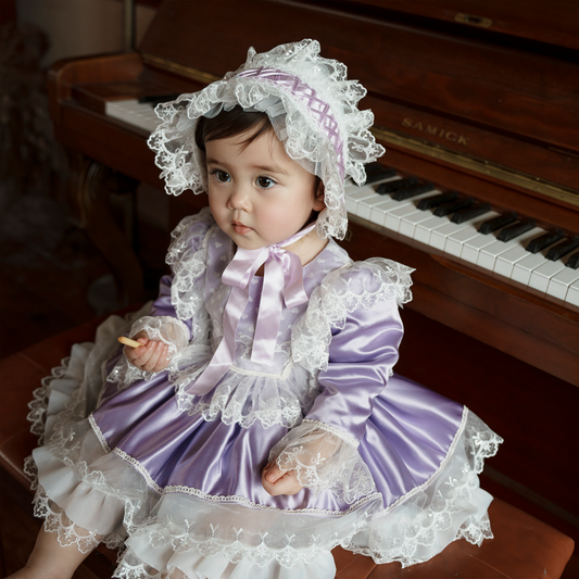 Hanakimi Girls' Dreamy Two-Tone Satin Flower Girl Dress