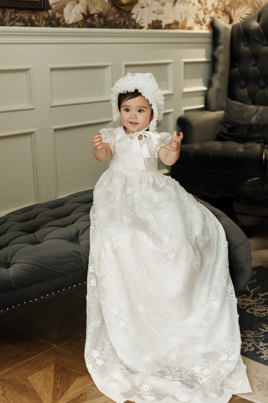 Hanakimi Kids Lace Embroidered Heirloom Christening Gown