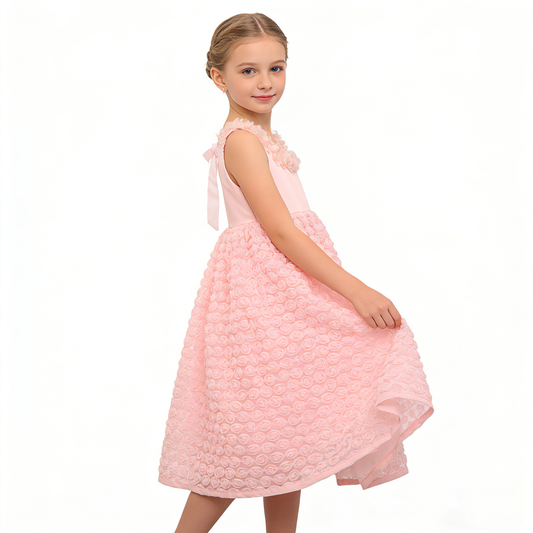 Spring Garden Blush Petal-Strap Dress