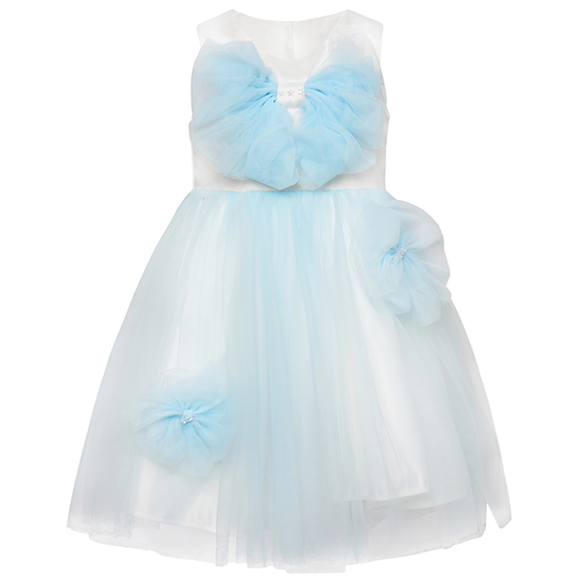 Cloudy Blue Ruffle Bow Tutu Gown