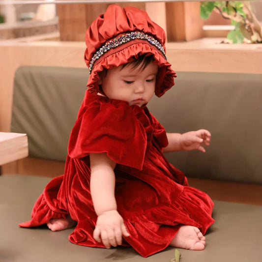 Ruby Velvet Glow Colorful Beaded Bonnet