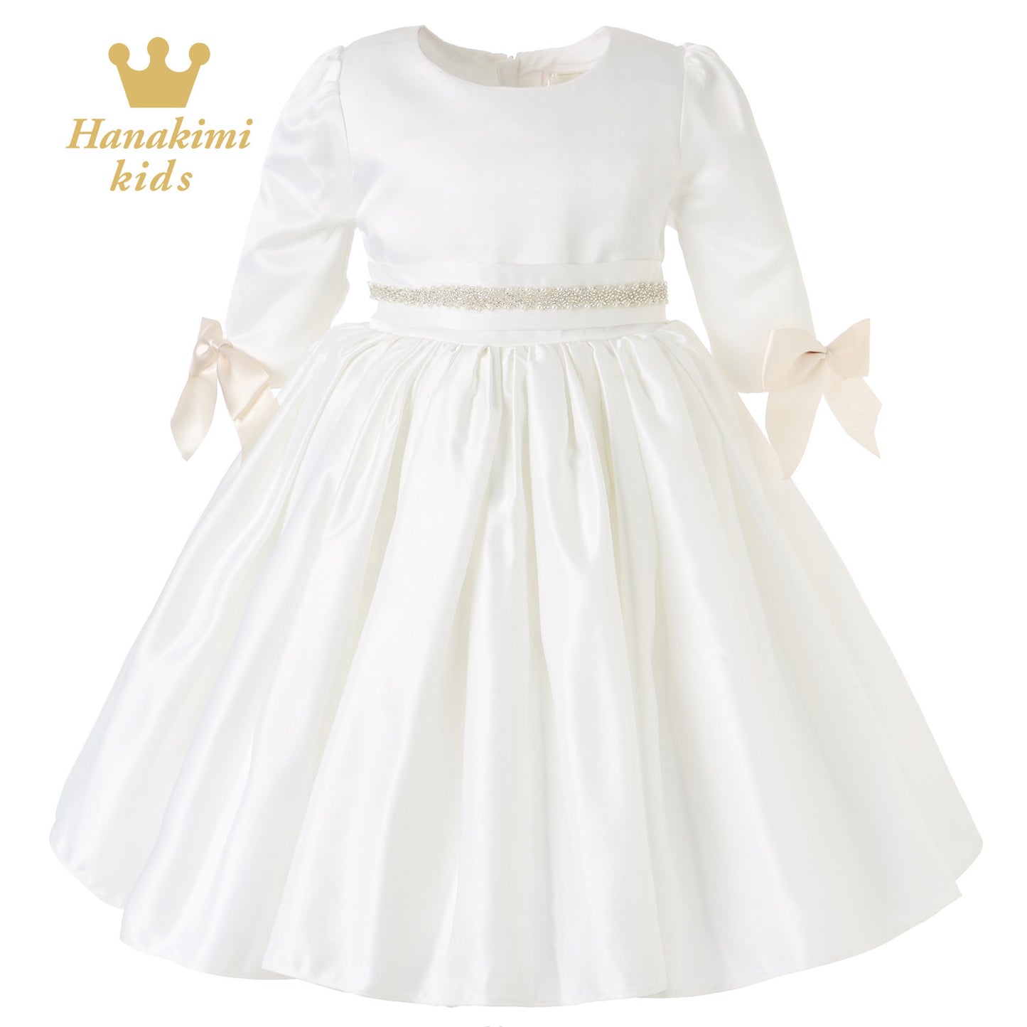 Vestido de comunión Hanakimi® de corte A/princesa, de media manga y largo hasta la rodilla JMK1634