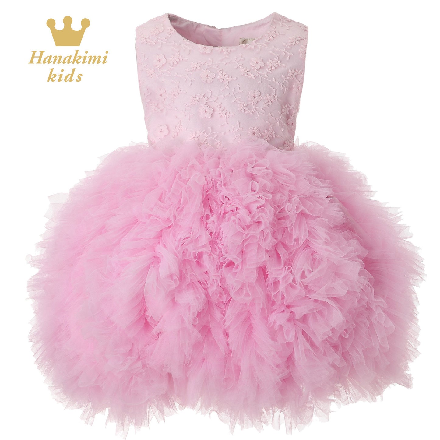 Hanakimi® Besticktes, ärmelloses, knielanges Festkleid aus Tüll JMK1617