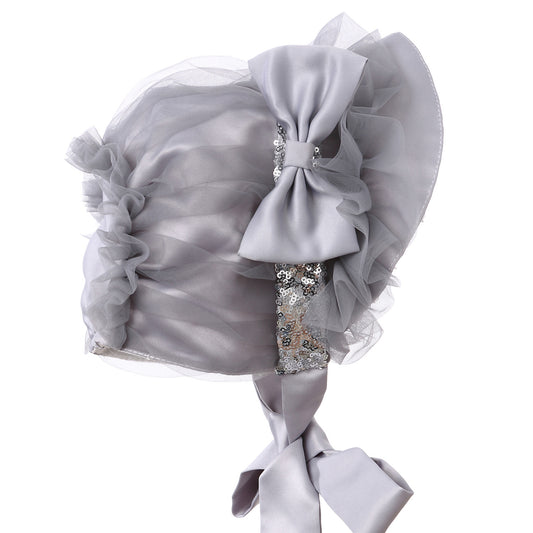 Hanakimi Hanakimi® Royal Sun Hat with Bow Handmade Gray (Newborn-3 Years)