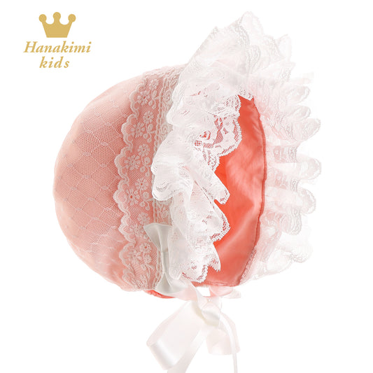 Hanakimi Hanakimi Girls' Closed Back Lace Trimmed Baby Hat JM1014