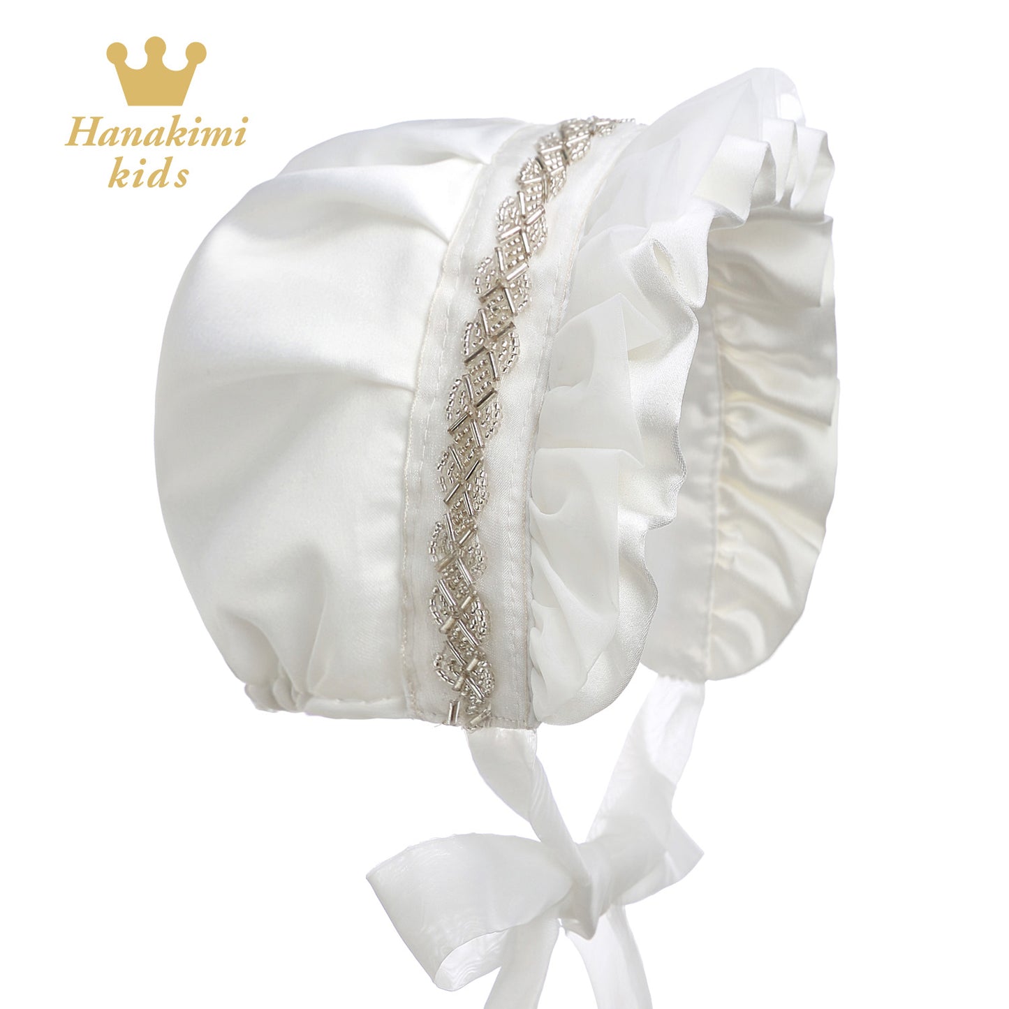 Gorro Hanakimi para bautizo de niñas JM1009