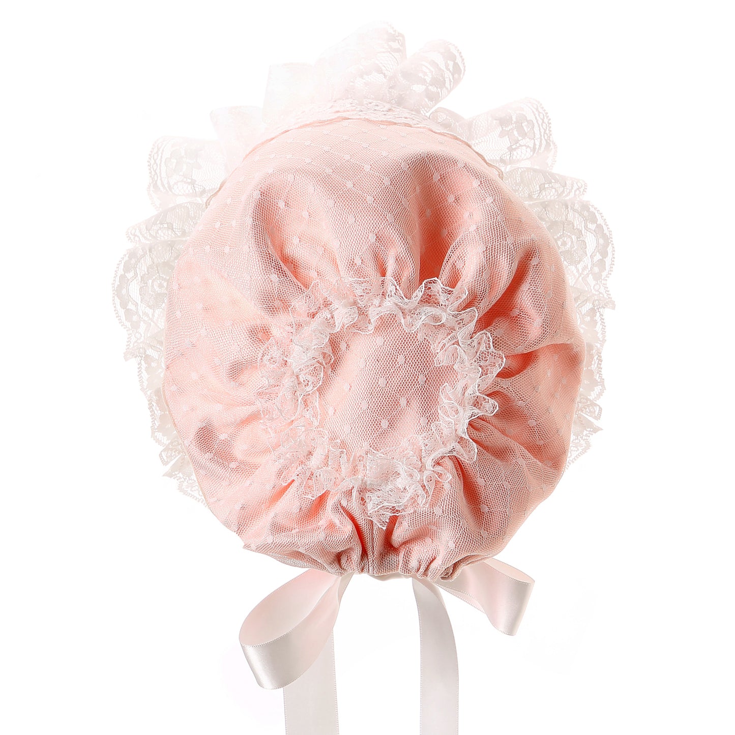 Gorro de bebé Hanakimi con espalda cerrada y ribete de encaje para niña JM1014