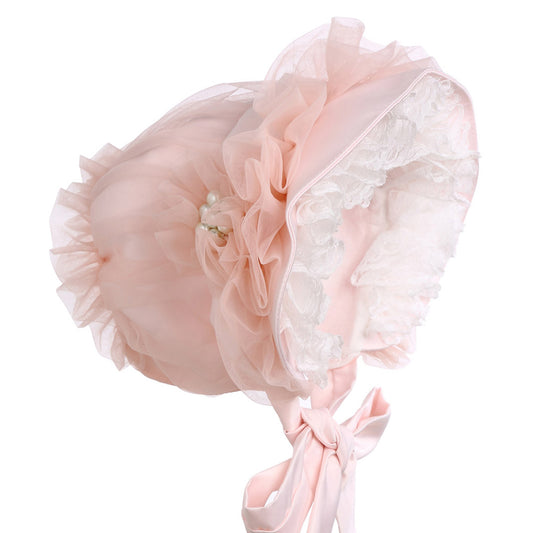 Hanakimi Hanakimi® Seersucker Ruffles Sun Hat Handmade (Newborn-3 Years) Pink