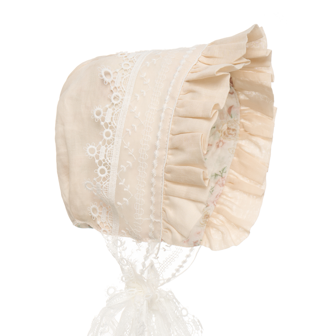 Hanakimi Lace Whisper Vintage Bonnet featuring handcrafted heirloom lace