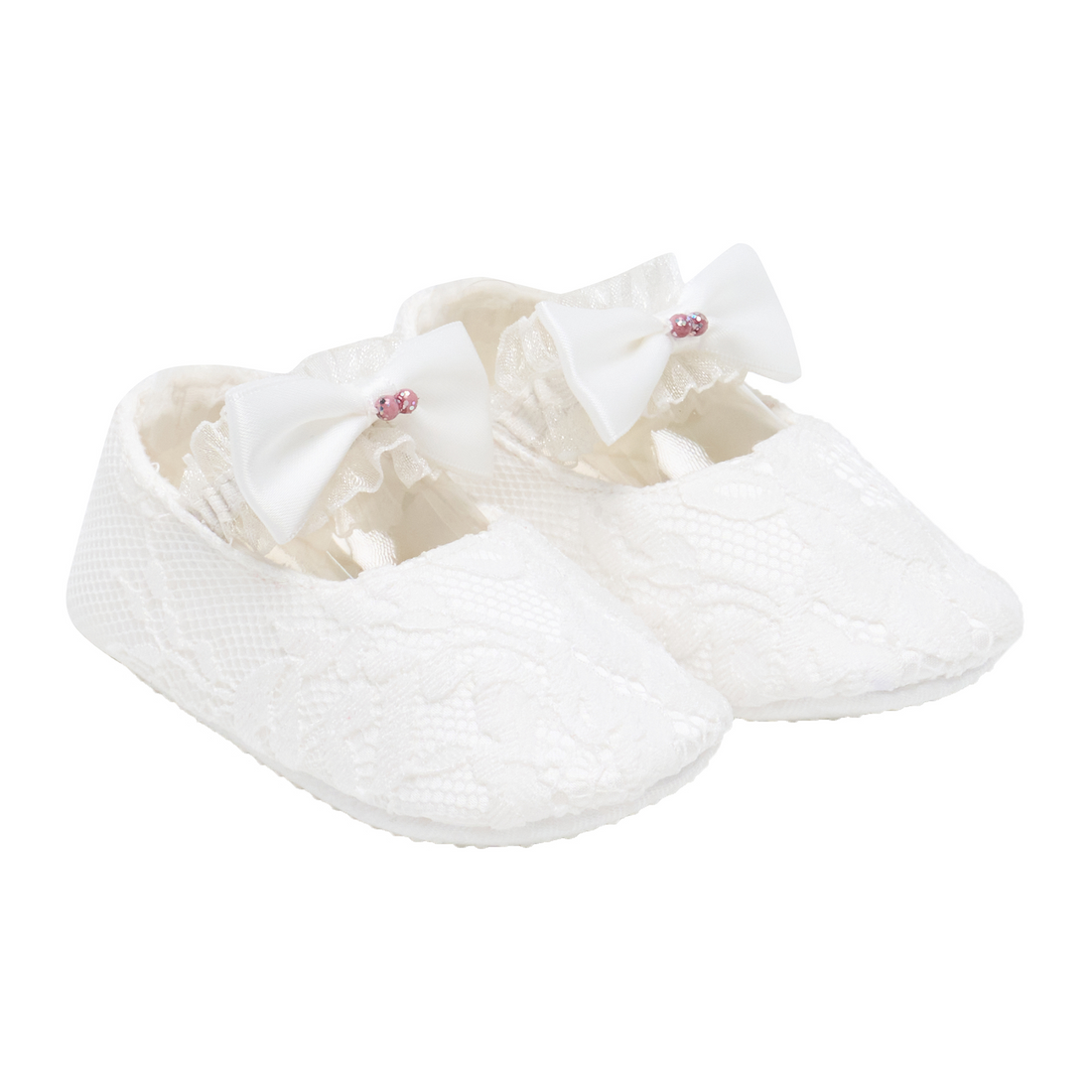 Handcrafted lace upper baby first walker shoes for ceremonies