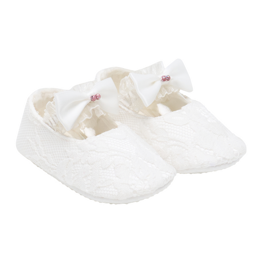 Handcrafted lace upper baby first walker shoes for ceremonies