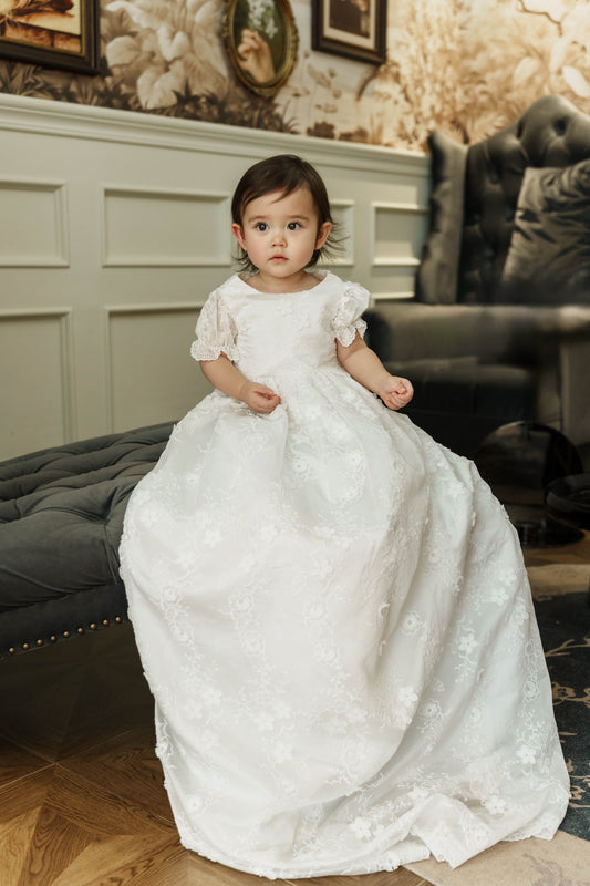 Hanakimi Kids Lace Embroidered Heirloom Christening Gown
