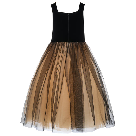 Hanakimi Kids Hanakimi Black Velvet & Star-Tulle Butterfly Concert Dress