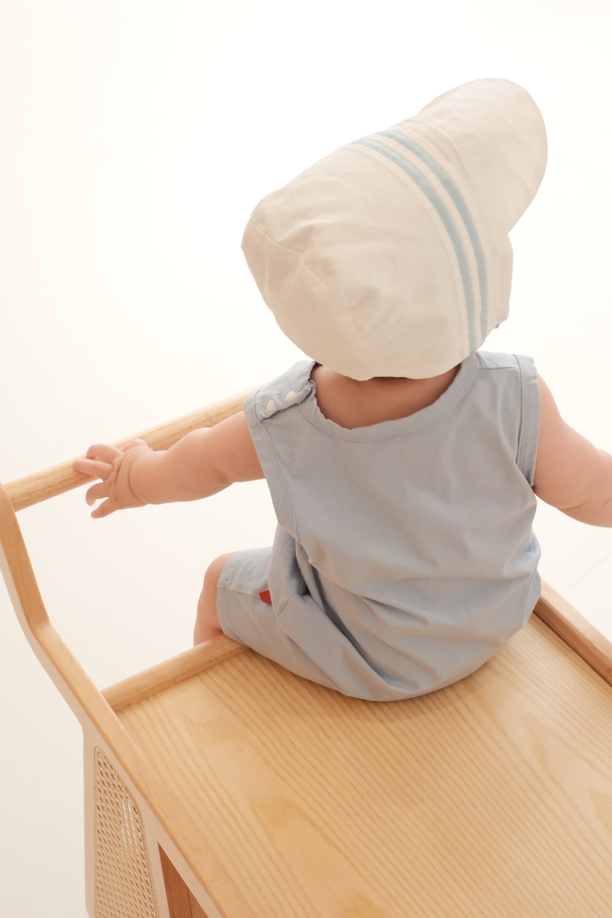 Hanakimi Kids Blue Ribbon Nautical Cotton Bonnet