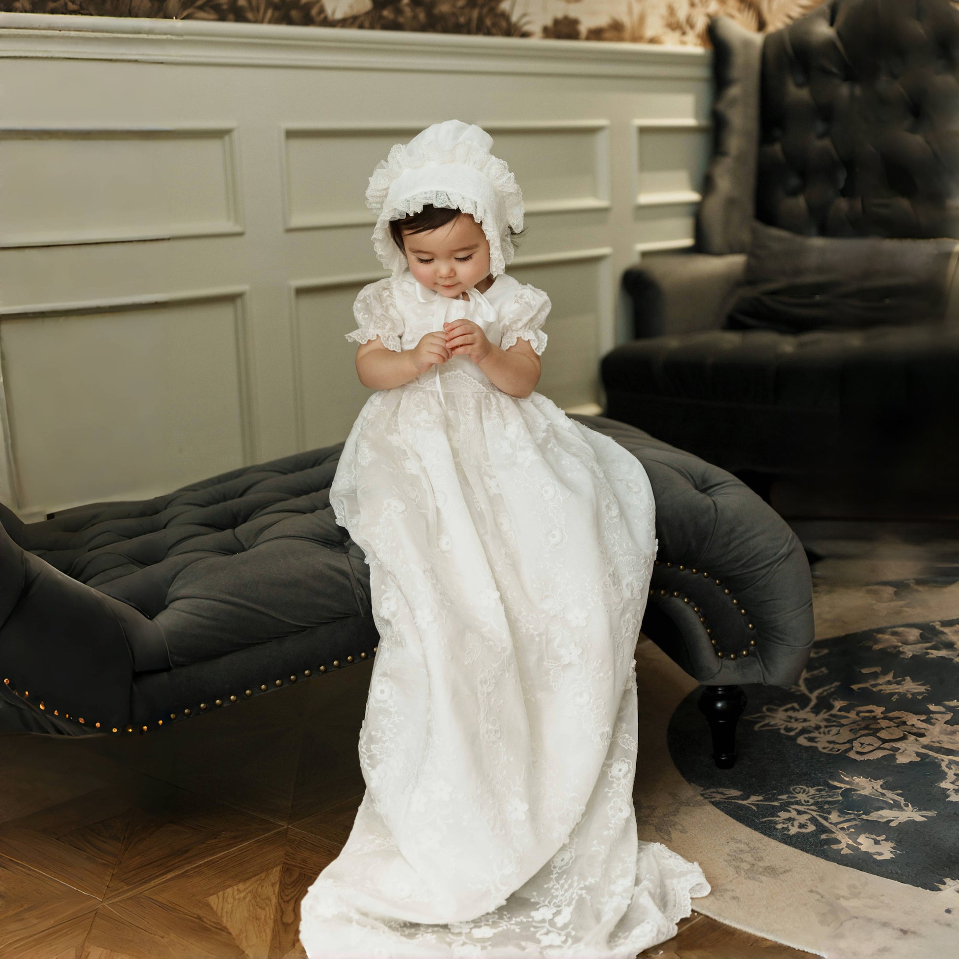 Hanakimi Kids Lace Embroidered Heirloom Christening Gown