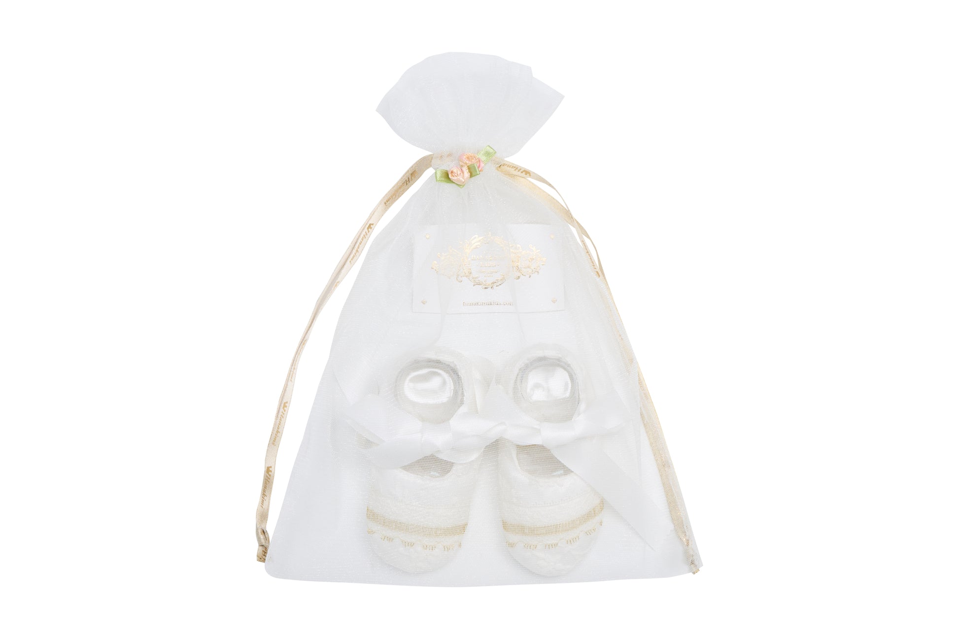 Hanakimi Kids Handcrafted Golden Lace Baby First Walkers