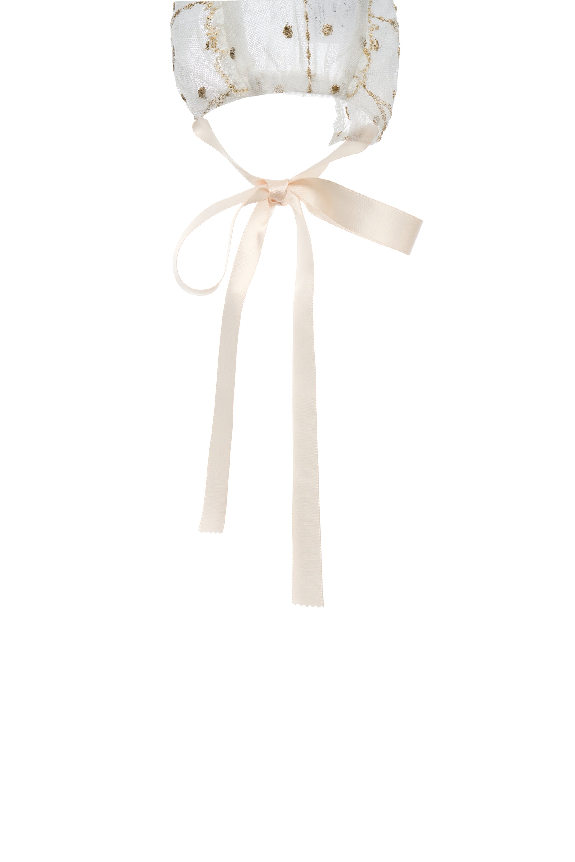 Hanakimi Kids Lace Tulle Bonnet with Golden Embroidery——Cloud Kiss