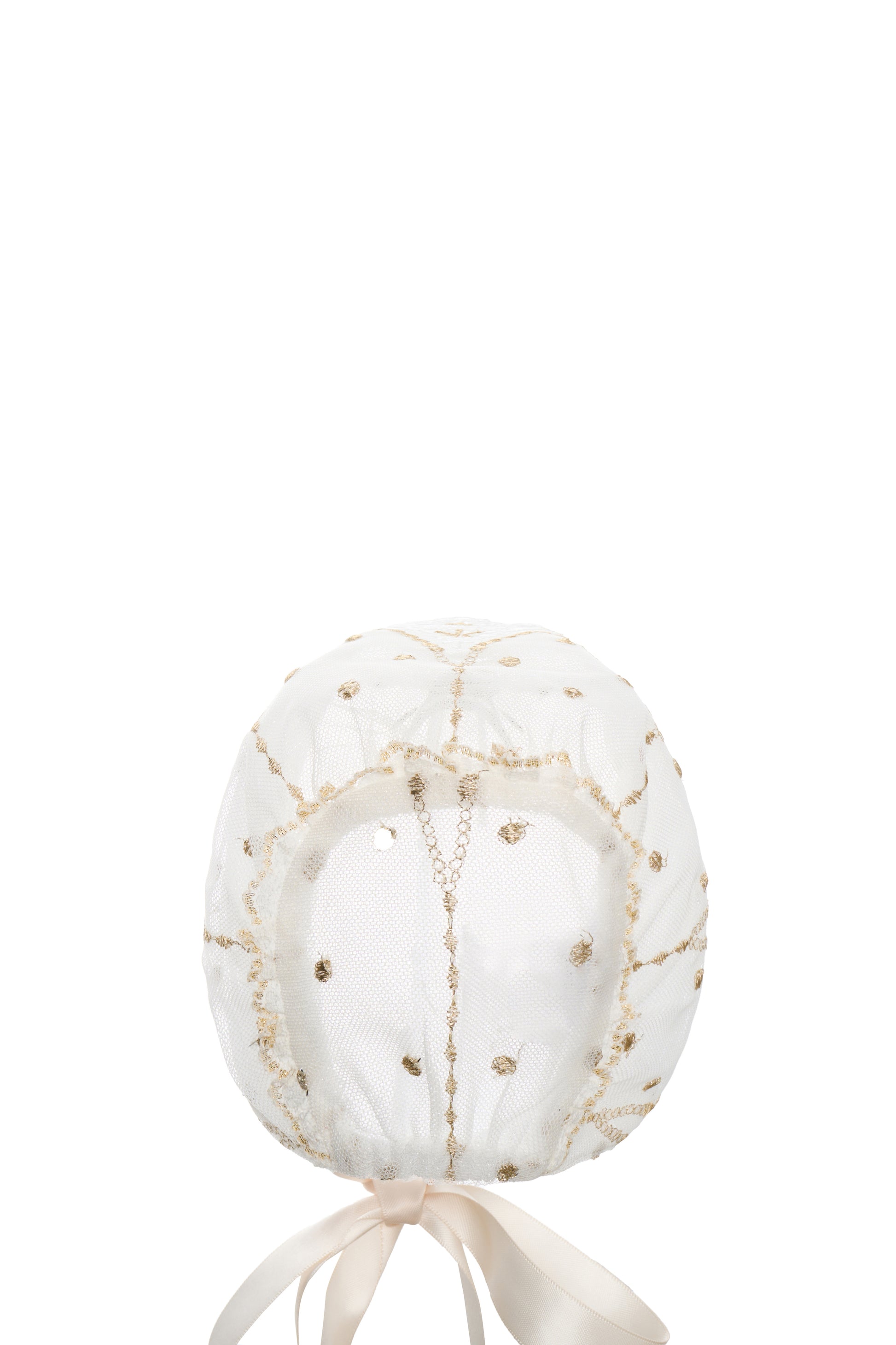 Hanakimi Kids Lace Tulle Bonnet with Golden Embroidery——Cloud Kiss