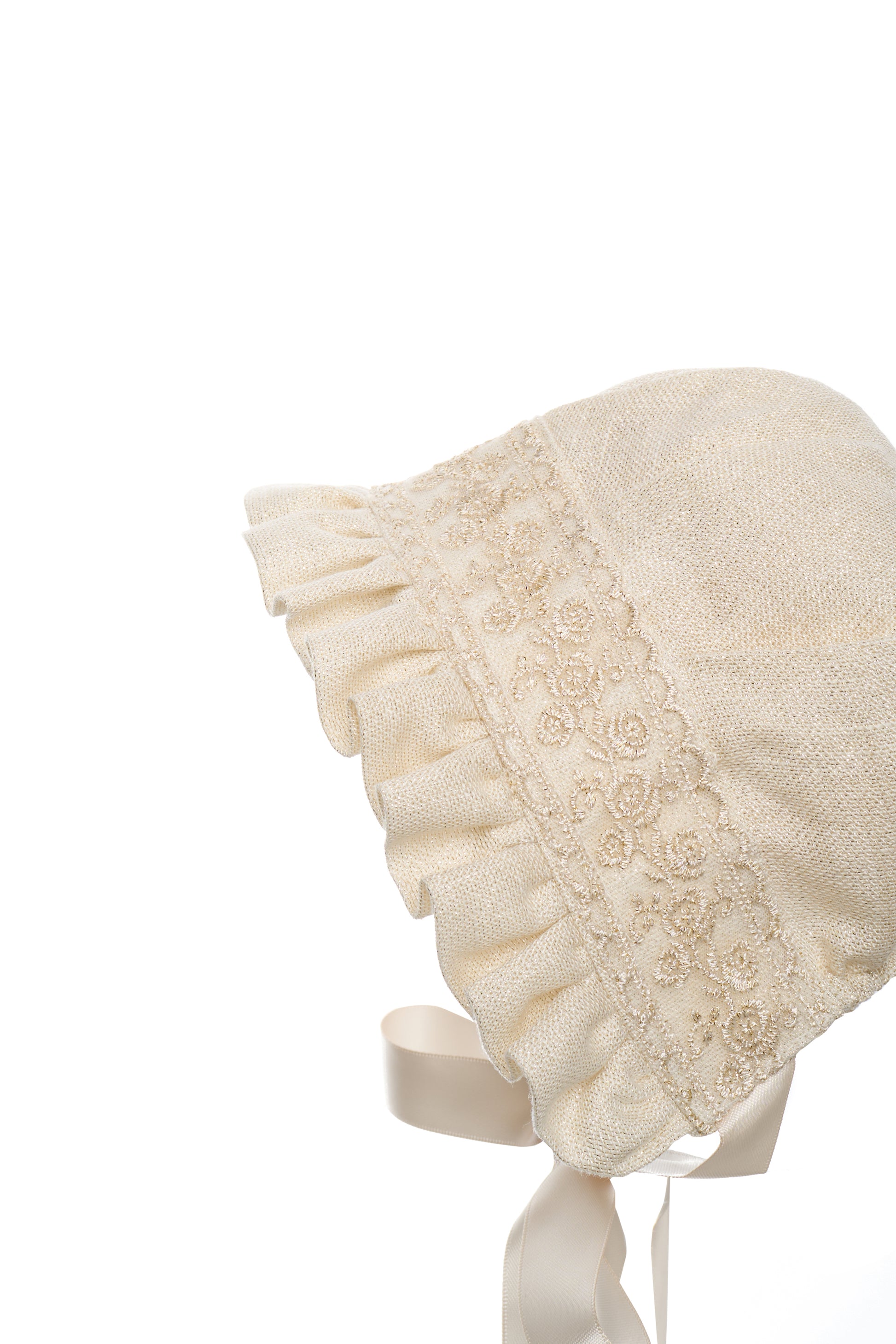 Hanakimi Kids Golden Thread Blossom Ruffled Vintage Bonnet——Blossom Joy