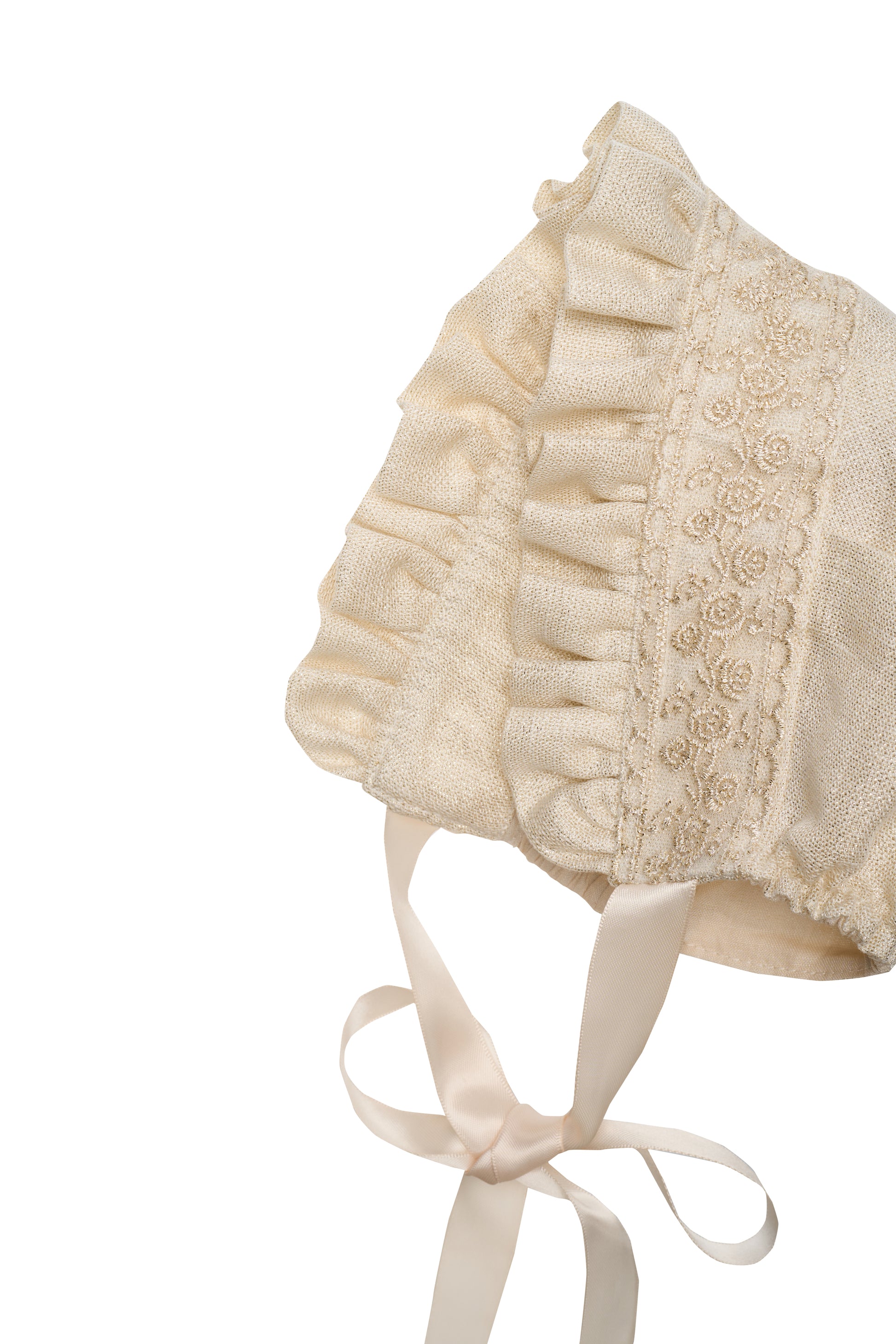 Hanakimi Kids Golden Thread Blossom Ruffled Vintage Bonnet——Blossom Joy