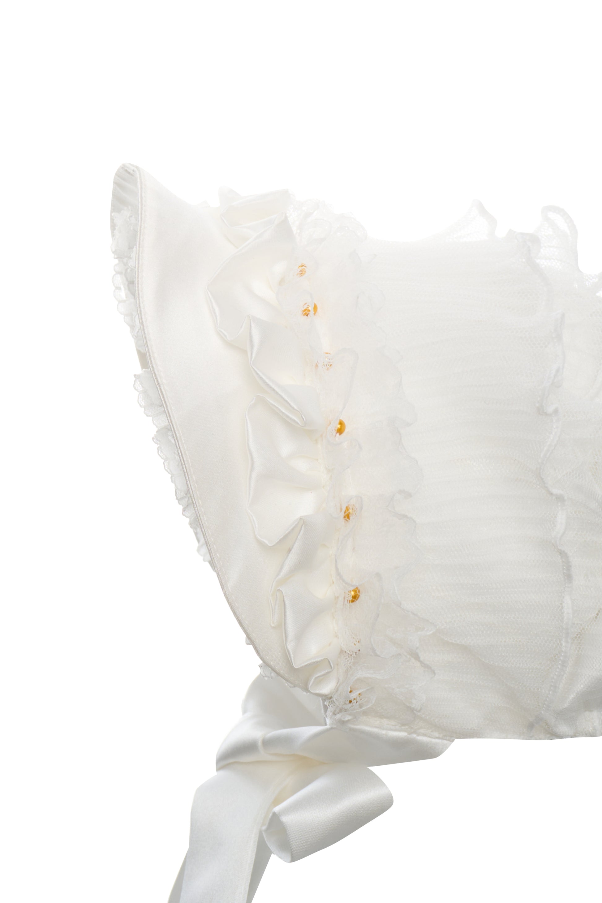 Hanakimi Kids Vintage Lace Embroidered Wide-Brim Bonnet