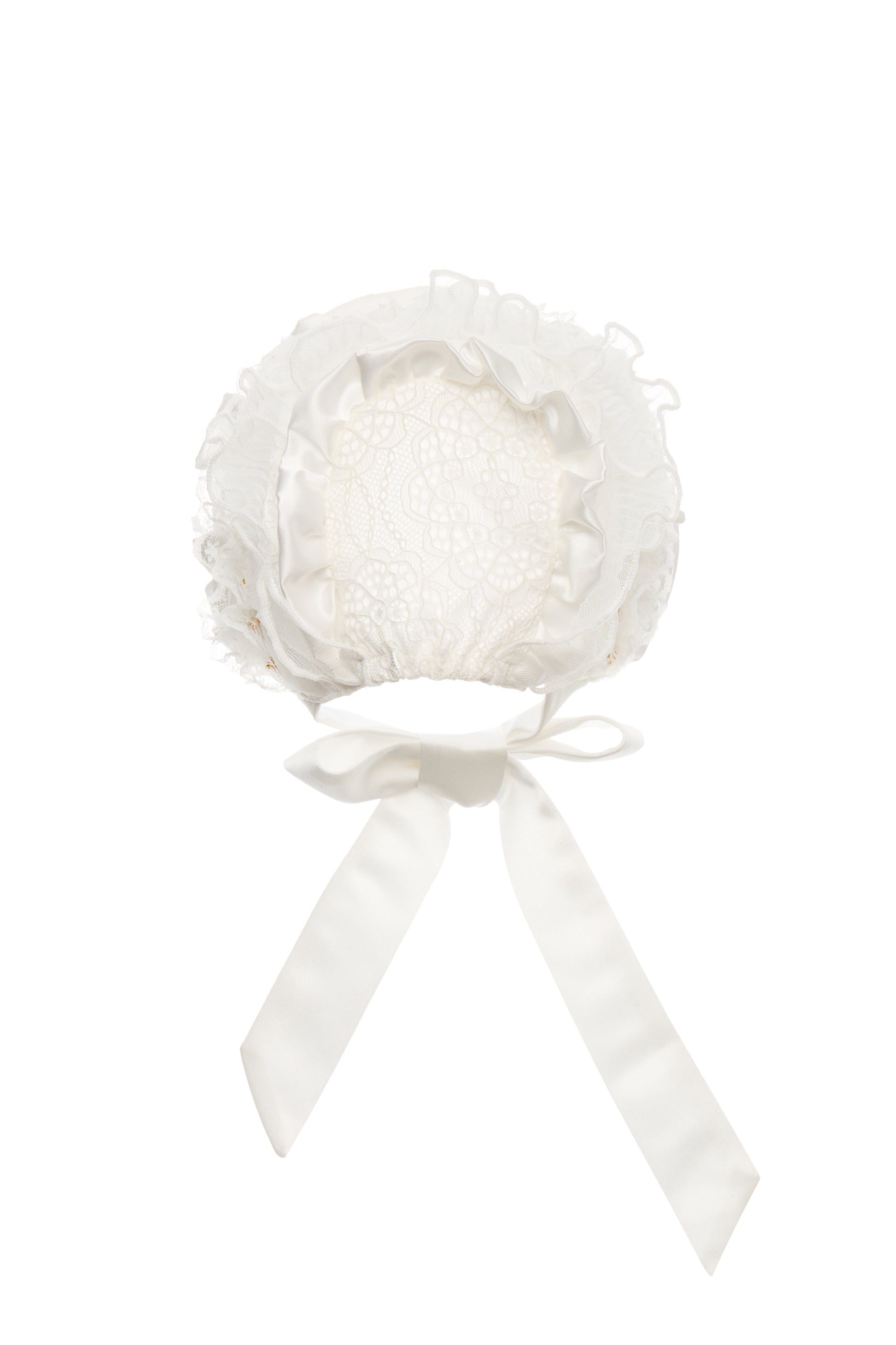 Hanakimi Kids Vintage Lace Embroidered Wide-Brim Bonnet