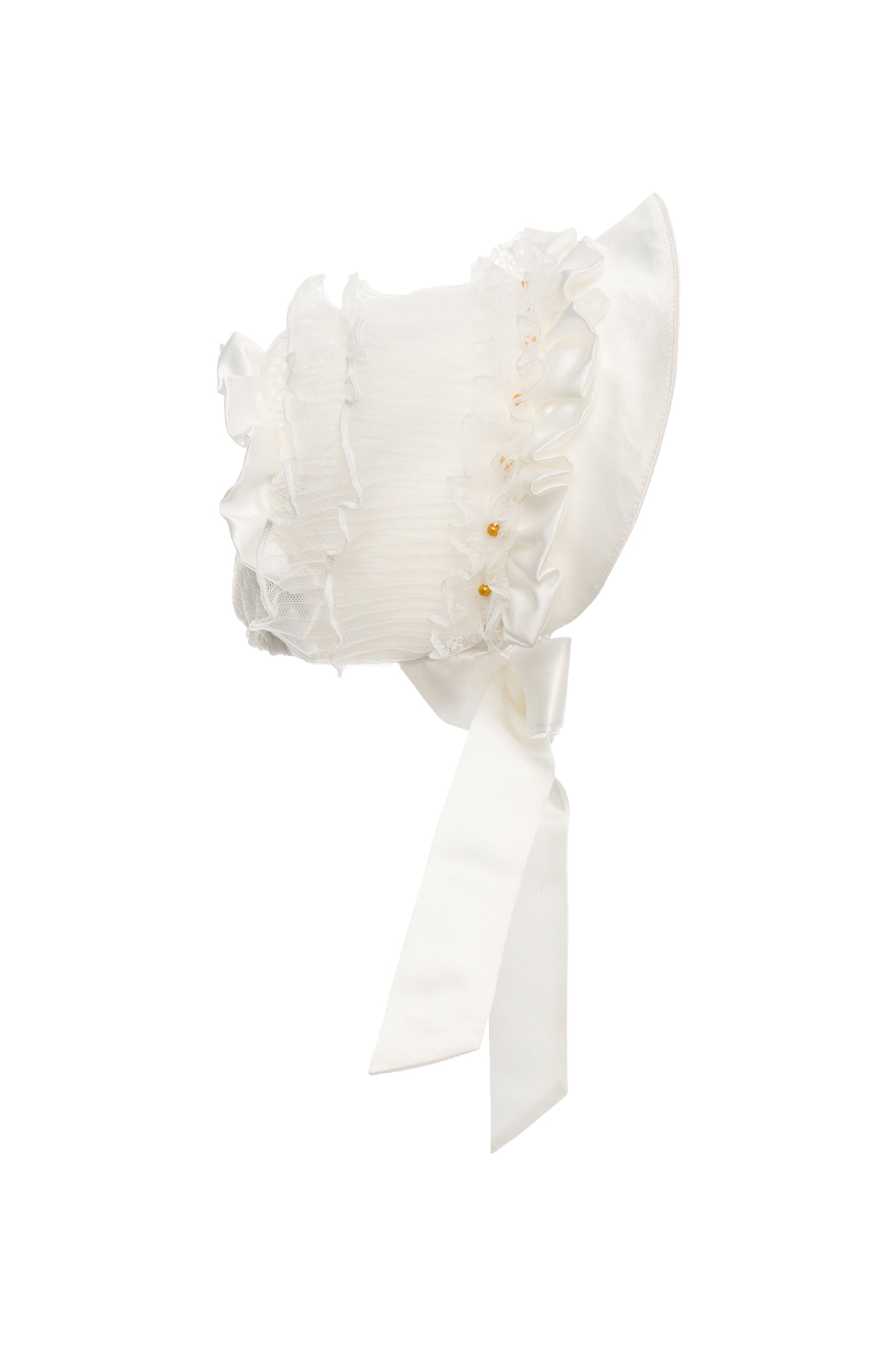 Hanakimi Kids Vintage Lace Embroidered Wide-Brim Bonnet