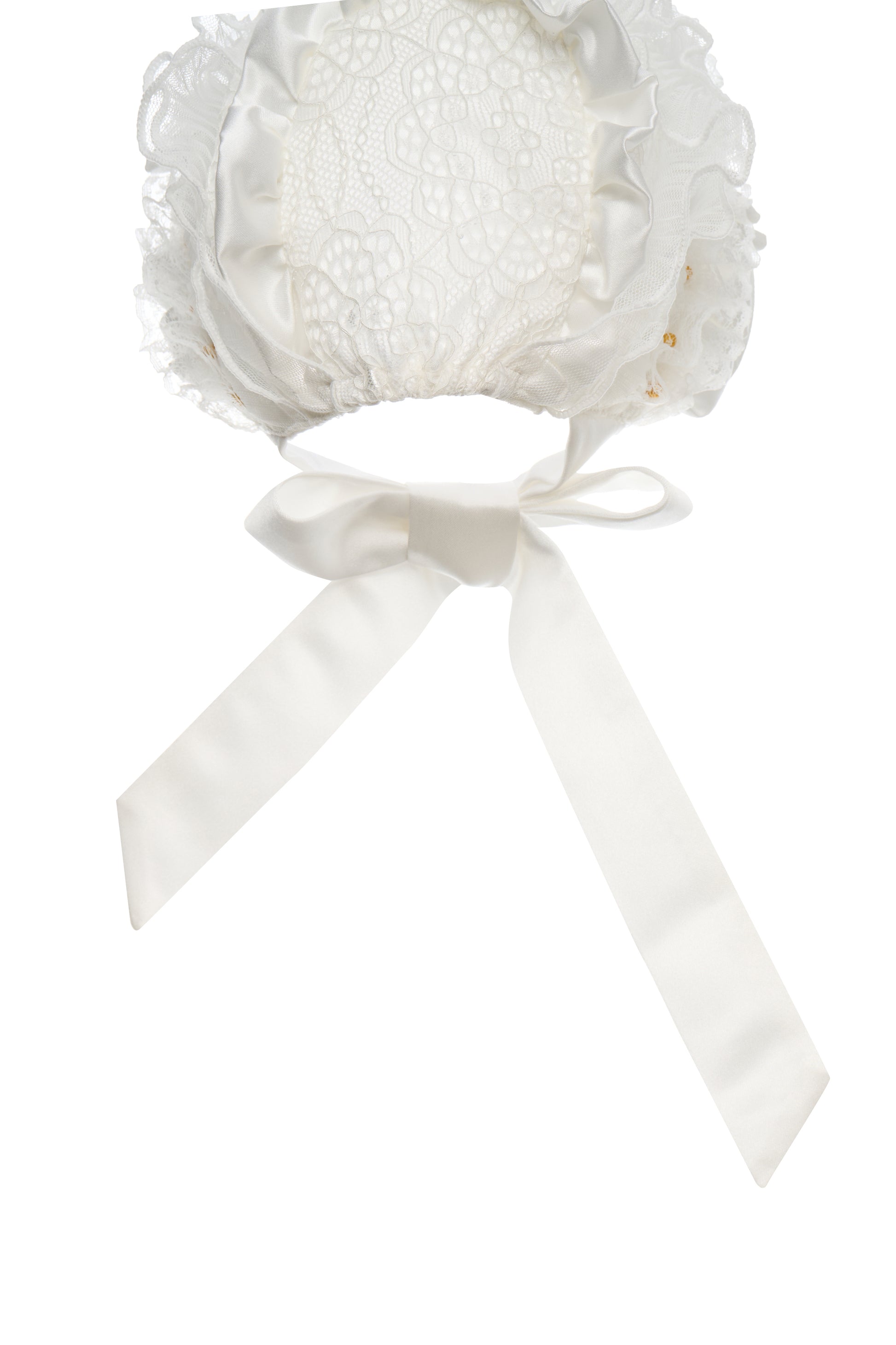 Hanakimi Kids Vintage Lace Embroidered Wide-Brim Bonnet