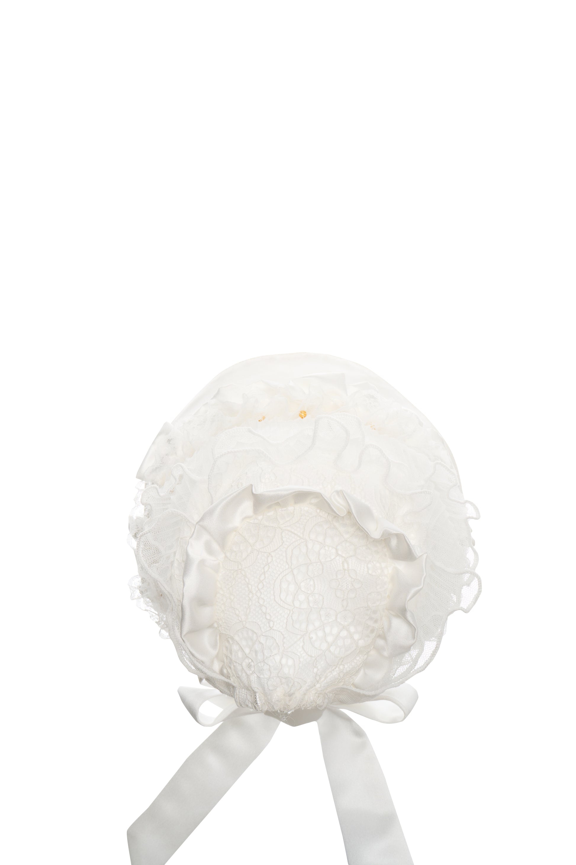 Hanakimi Kids Vintage Lace Embroidered Wide-Brim Bonnet