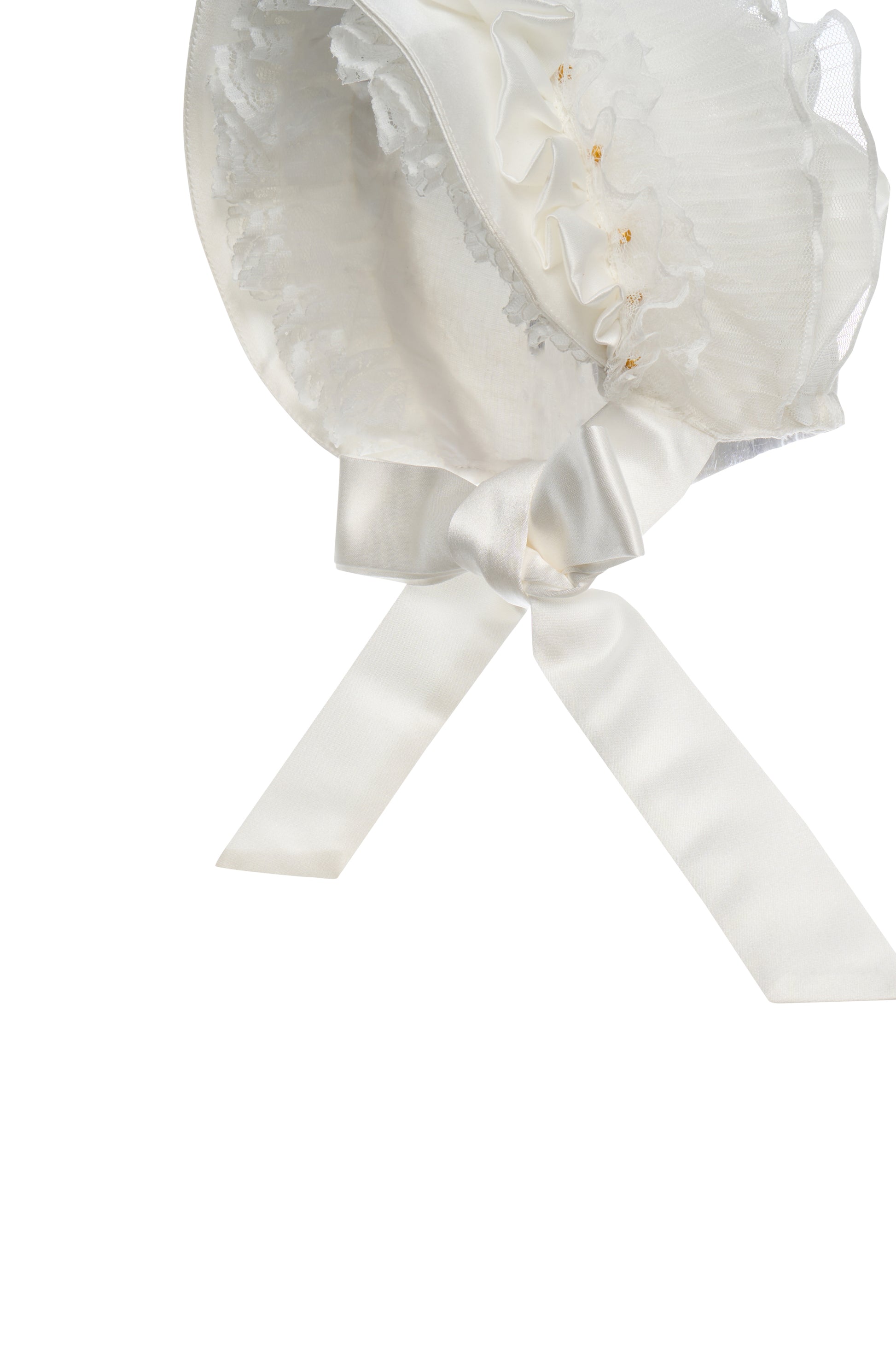 Hanakimi Kids Vintage Lace Embroidered Wide-Brim Bonnet