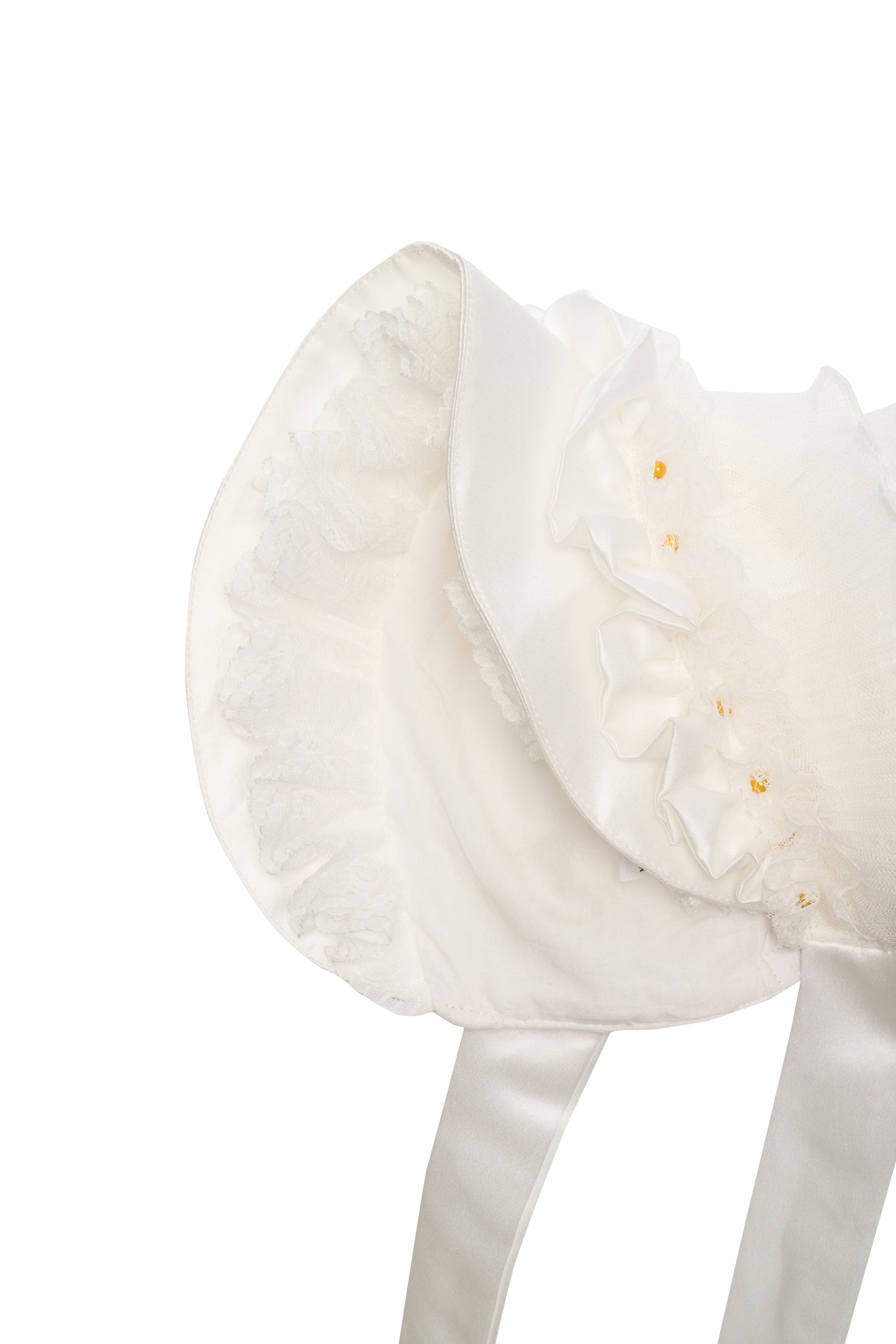 Hanakimi Kids Vintage Lace Embroidered Wide-Brim Bonnet