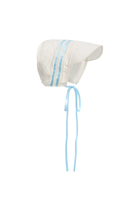 Hanakimi Kids Blue Ribbon Nautical Cotton Bonnet