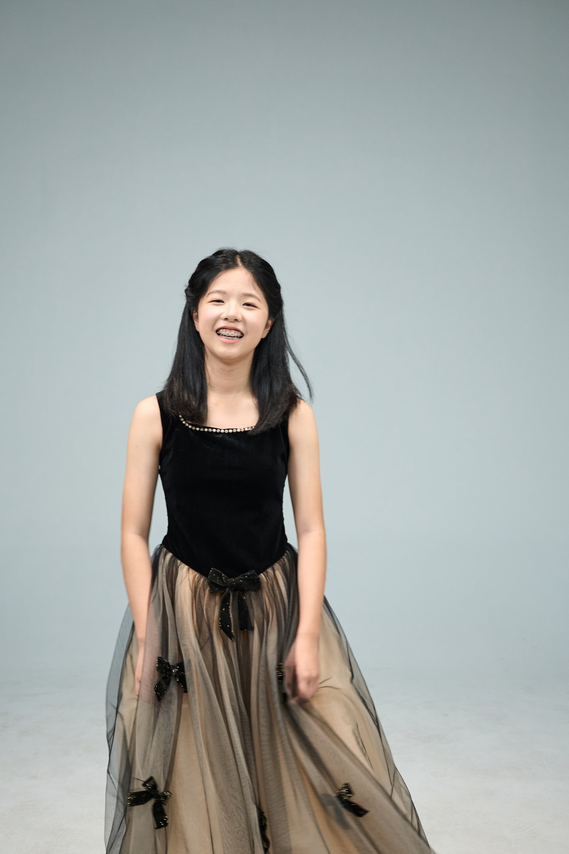 Hanakimi Kids Hanakimi Black Velvet & Star-Tulle Butterfly Concert Dress