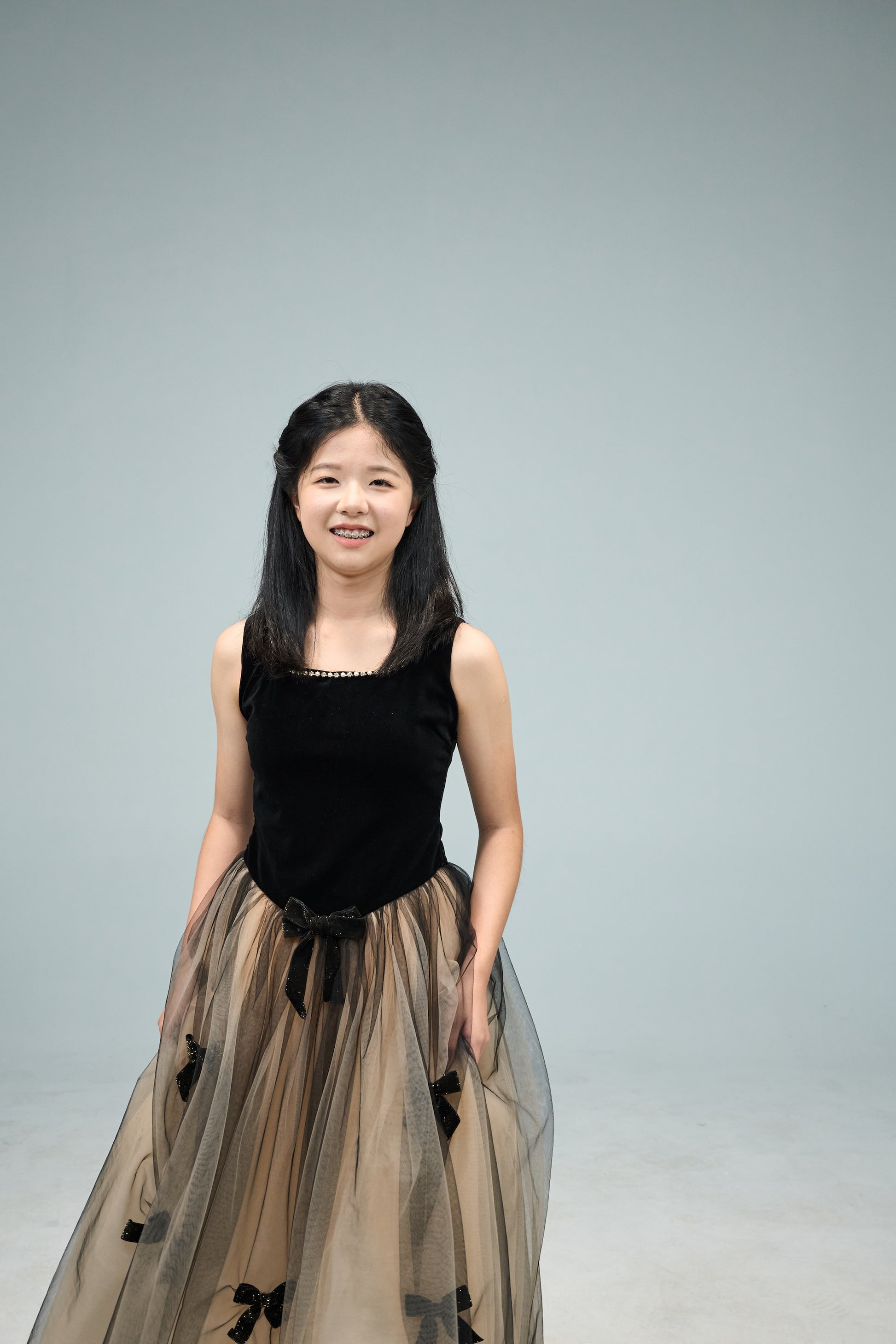 Hanakimi Kids Hanakimi Black Velvet & Star-Tulle Butterfly Concert Dress