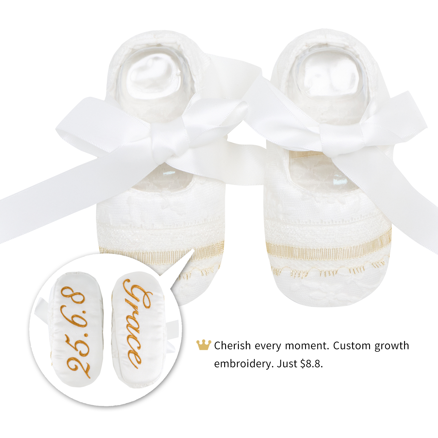 Hanakimi Kids Handcrafted Golden Lace Baby First Walkers