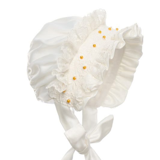 Satin-Babyhaube &amp; Blütenfreude —— Hanakimkids