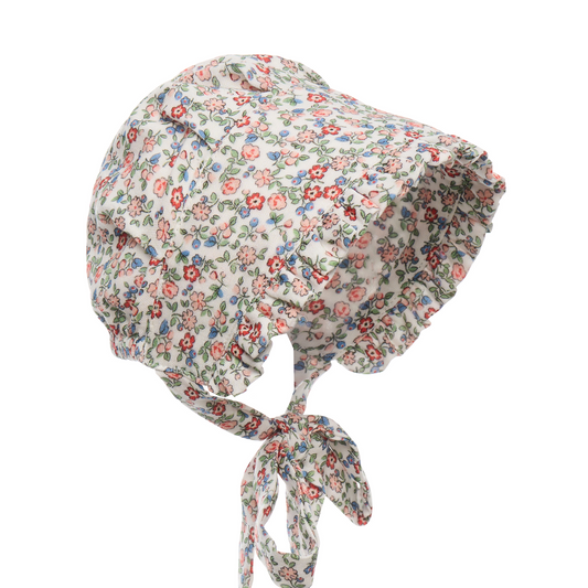 Garden Floral Print Ruffled Bonnet