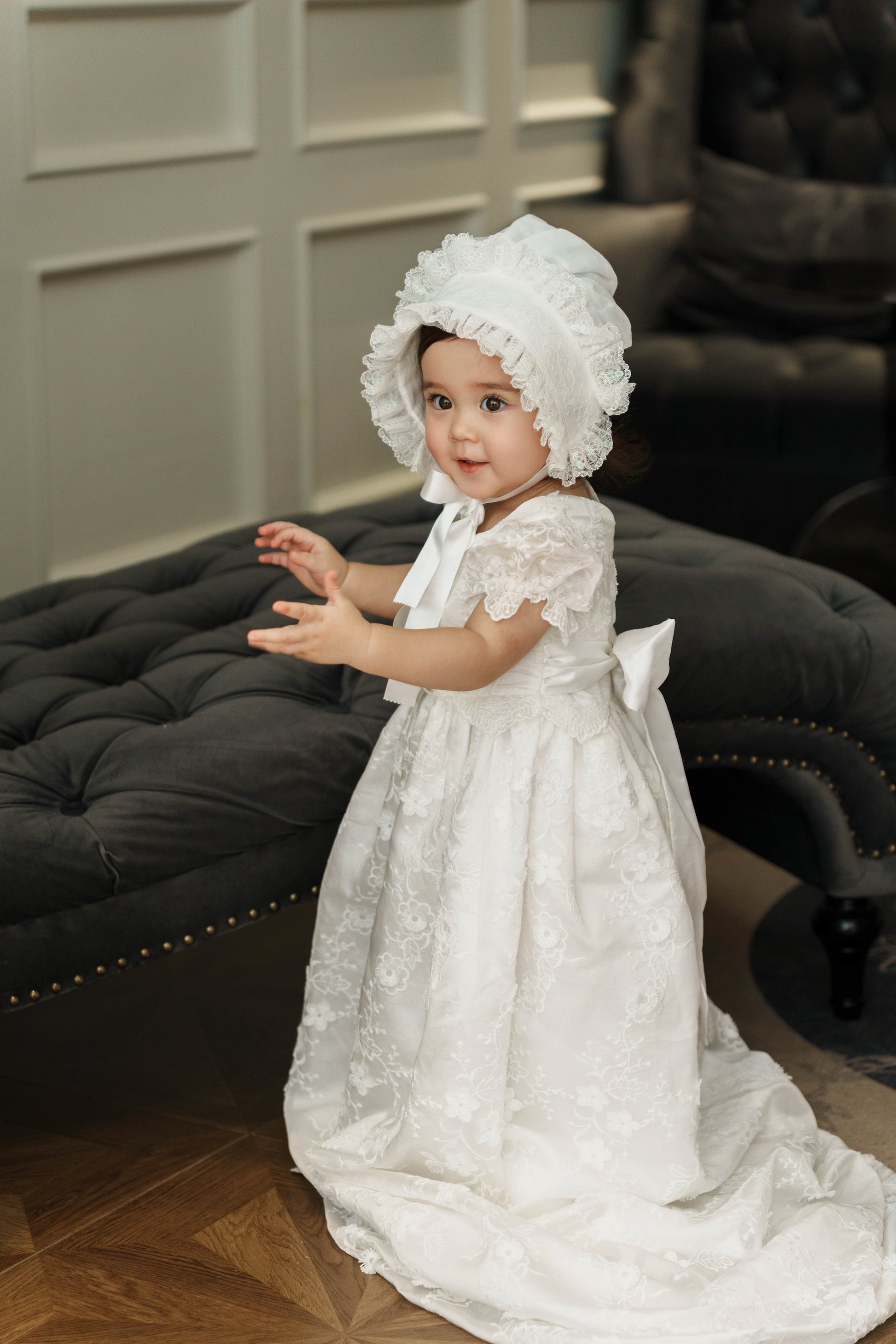 Hanakimi Kids Lace Embroidered Heirloom Christening Gown