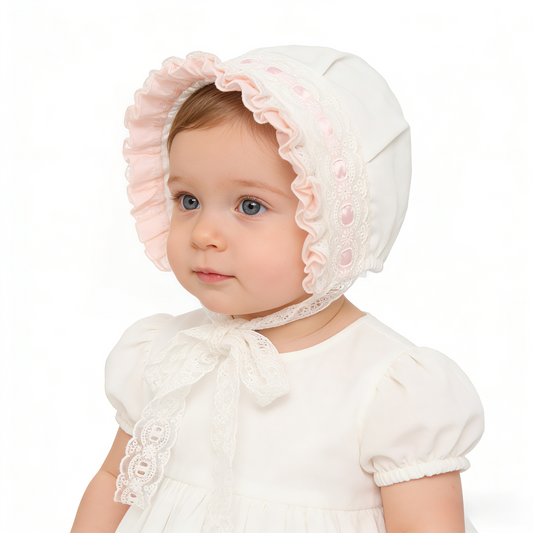 Dainty Pink Accent Cotton Bonnet