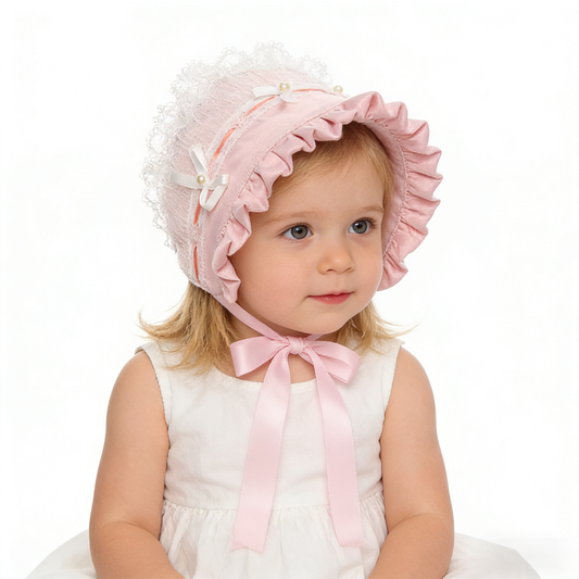 Pastel Satin Lace Ruffle Bowknot  Bonnet