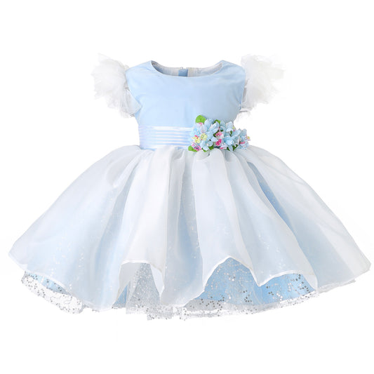 Vestido Hanakimi® para ocasiones especiales con mangas con volantes hasta la rodilla JMK1615