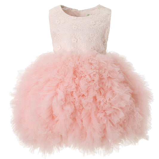 Vestido de desfile sin mangas hasta la rodilla de tul bordado Hanakimi® JMK1617