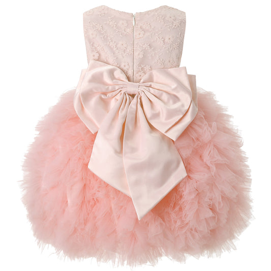 Vestido de desfile sin mangas hasta la rodilla de tul bordado Hanakimi® JMK1617