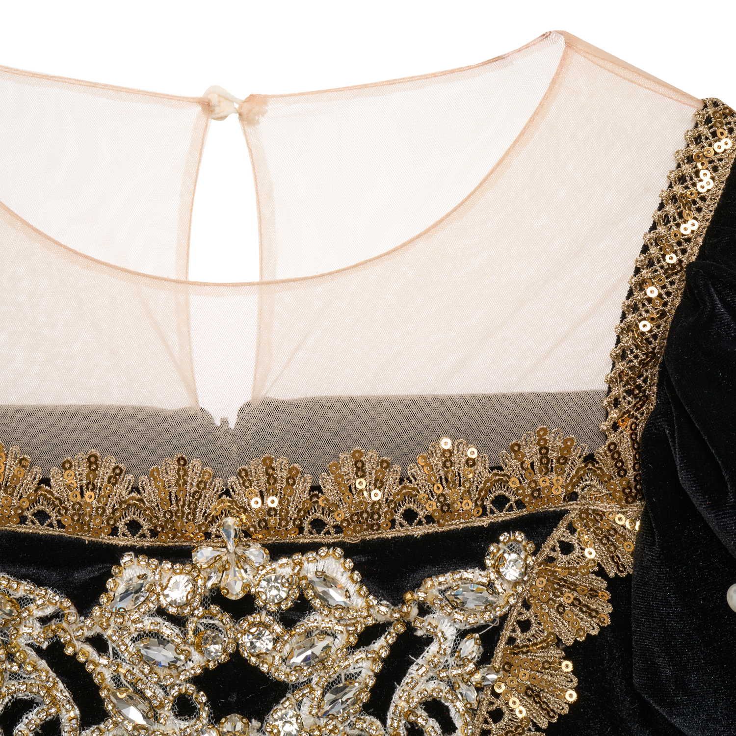 Black gauze & gold-thread embroidery Concert Dress Hanakimi Kids Black gauze & gold-thread embroidery Concert Dress Hanakimi Kids