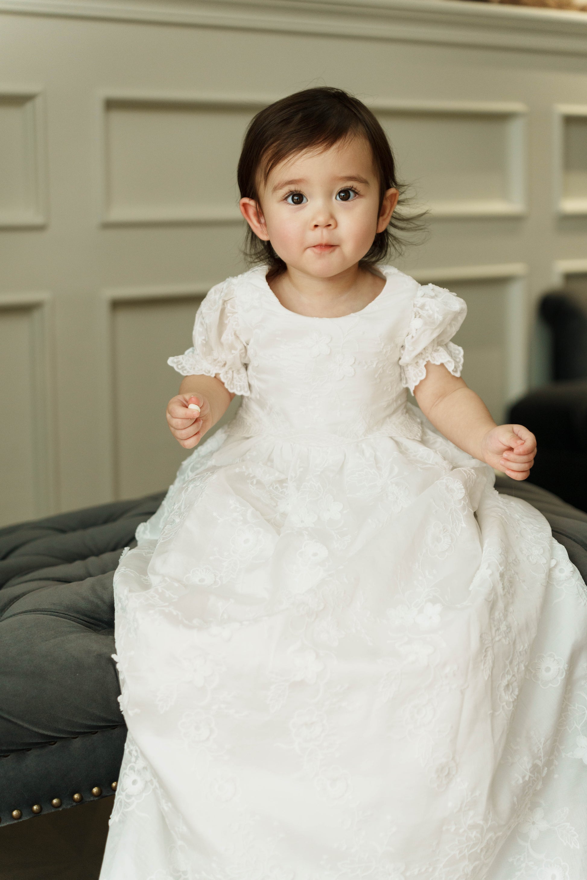 Hanakimi Kids Lace Embroidered Heirloom Christening Gown