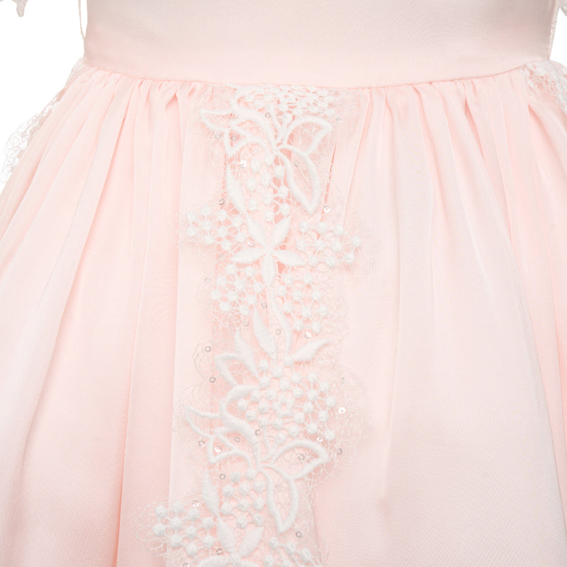 Lace Pink Satin Christening Gown